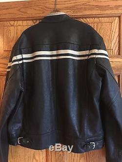 Star Motorcycles Leather Men's XL Jacket Black with Cream Trim Yamaha Motorcycles