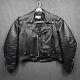 Steer Brand Jacket Mens Large Black Leather Motorcycle Lined Zip Coat USA Biker