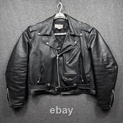 Steer Brand Jacket Mens Large Black Leather Motorcycle Lined Zip Coat USA Biker