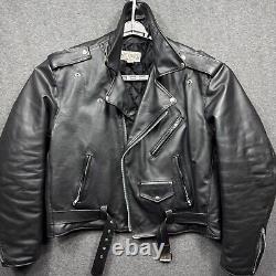 Steer Brand Jacket Mens Large Black Leather Motorcycle Lined Zip Coat USA Biker