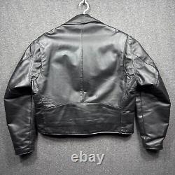 Steer Brand Jacket Mens Large Black Leather Motorcycle Lined Zip Coat USA Biker