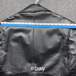 Steer Brand Jacket Mens Large Black Leather Motorcycle Lined Zip Coat USA Biker
