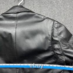 Steer Brand Jacket Mens Large Black Leather Motorcycle Lined Zip Coat USA Biker