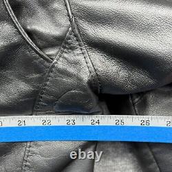Steer Brand Jacket Mens Large Black Leather Motorcycle Lined Zip Coat USA Biker