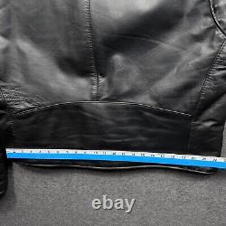 Steer Brand Jacket Mens Large Black Leather Motorcycle Lined Zip Coat USA Biker