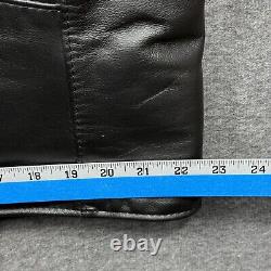 Steer Brand Jacket Mens Large Black Leather Motorcycle Lined Zip Coat USA Biker