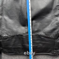 Steer Brand Jacket Mens Large Black Leather Motorcycle Lined Zip Coat USA Biker