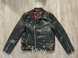 Straight To Hell Commando Vegan Leather Motorcycle Jacket Black, Size 44