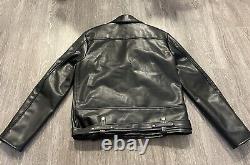 Straight To Hell Commando Vegan Leather Motorcycle Jacket Black, Size 44