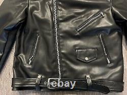 Straight To Hell Commando Vegan Leather Motorcycle Jacket Black, Size 44
