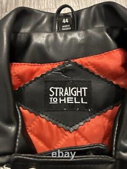 Straight To Hell Commando Vegan Leather Motorcycle Jacket Black, Size 44