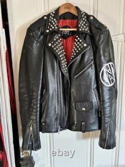 Straight To Hell Leather Jacket. Studded Painted Punk Oi Streetpunk UK82