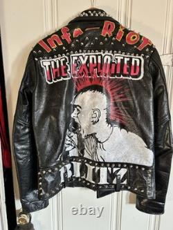 Straight To Hell Leather Jacket. Studded Painted Punk Oi Streetpunk UK82
