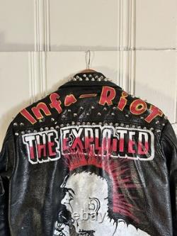 Straight To Hell Leather Jacket. Studded Painted Punk Oi Streetpunk UK82