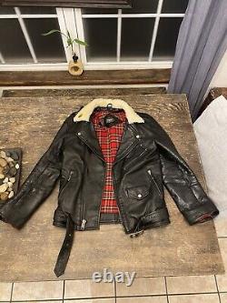 Straight To Hell Mens Genuine Buffalo Hide Jacket Red Quilt Lined Size 36
