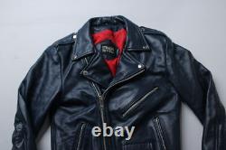 Straight To Hell Unisex Commando Leather Motorcycle Jacket CD4 Blue Size 36