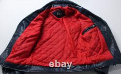 Straight To Hell Unisex Commando Leather Motorcycle Jacket CD4 Blue Size 36