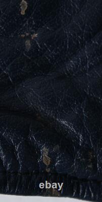 Straight To Hell Unisex Commando Leather Motorcycle Jacket CD4 Blue Size 36