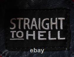 Straight To Hell Unisex Commando Leather Motorcycle Jacket CD4 Blue Size 36