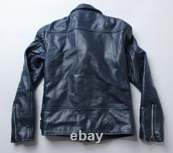 Straight To Hell Unisex Commando Leather Motorcycle Jacket CD4 Blue Size 36