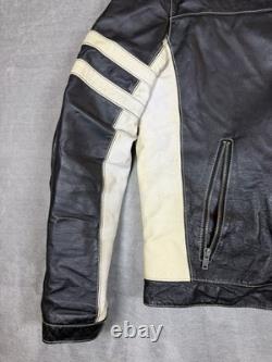 Street Legal Mens Black White Leather Motorcycle Jacket Full Zip Size L