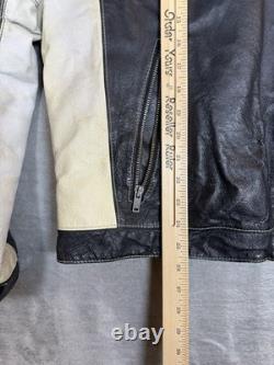 Street Legal Mens Black White Leather Motorcycle Jacket Full Zip Size L