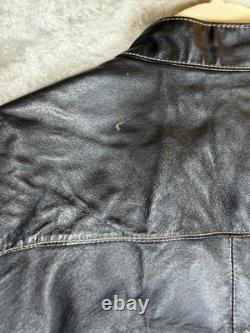 Street Legal Mens Black White Leather Motorcycle Jacket Full Zip Size L