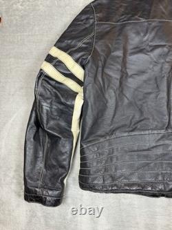 Street Legal Mens Black White Leather Motorcycle Jacket Full Zip Size L