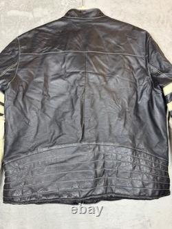 Street Legal Mens Black White Leather Motorcycle Jacket Full Zip Size L