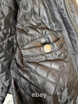 Street Legal Mens Black White Leather Motorcycle Jacket Full Zip Size L