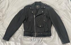 Street Legal by Bermans Mens Black Leather Biker Jacket Size 38