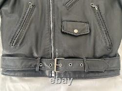 Street Legal by Bermans Mens Black Leather Biker Jacket Size 38