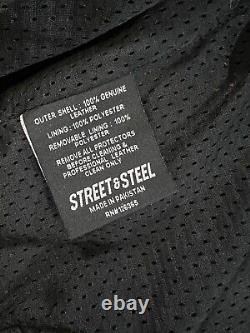 Street & Steel Blade Armored Leather Moto Jacket Cafe Racer Brown Mens Medium
