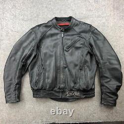 Street & Steel Leather Jacket Mens Large Black Full Zip Racer Biker Motorcycle