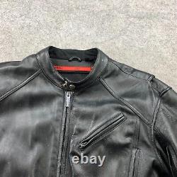 Street & Steel Leather Jacket Mens Large Black Full Zip Racer Biker Motorcycle