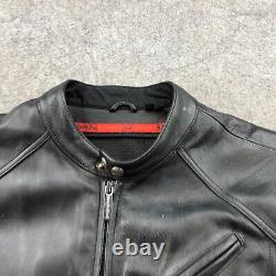 Street & Steel Leather Jacket Mens Large Black Full Zip Racer Biker Motorcycle