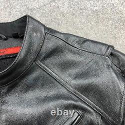 Street & Steel Leather Jacket Mens Large Black Full Zip Racer Biker Motorcycle
