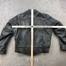 Street & Steel Leather Jacket Mens Large Black Full Zip Racer Biker Motorcycle