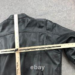 Street & Steel Leather Jacket Mens Large Black Full Zip Racer Biker Motorcycle