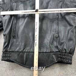 Street & Steel Leather Jacket Mens Large Black Full Zip Racer Biker Motorcycle