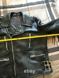 Studded Leather Jacket Punk Metal Fringe Vintage Biker Jacket