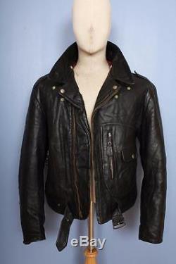 Stunning 40s HERCULES Horsehide D-POCKET Leather Motorcycle Jacket Large