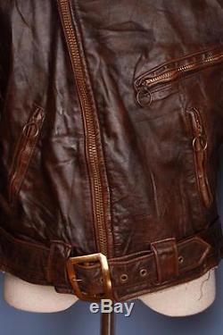 Stunning 60s SCHOTT Brown AVIATOR Flight Leather Motorcycle Jacket Size Medium