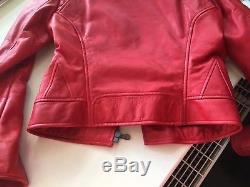 Stunning Balenciaga Lipstick Red Leather Biker Jacket, Sz 44