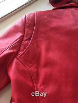Stunning Balenciaga Lipstick Red Leather Biker Jacket, Sz 44