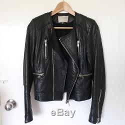 Stunning Iro Black Leather Biker Jacket Size 0