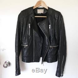 Stunning Iro Black Leather Biker Jacket Size 0