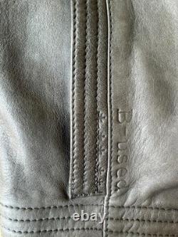 Stunning Leather Jacket MADE IN ITALY Biker Moto B-Used Retro Panther Belsta Vin