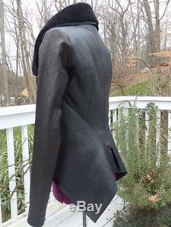 Stunning Rick Owens black shearling tail-back leather jacket, fit size S/M