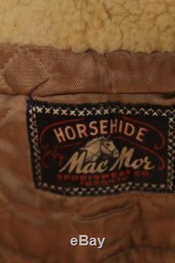 Stunning Vtg 40s MACMOR Horsehide Motorcycle Leather Jacket Sheepskin Lined Lrg